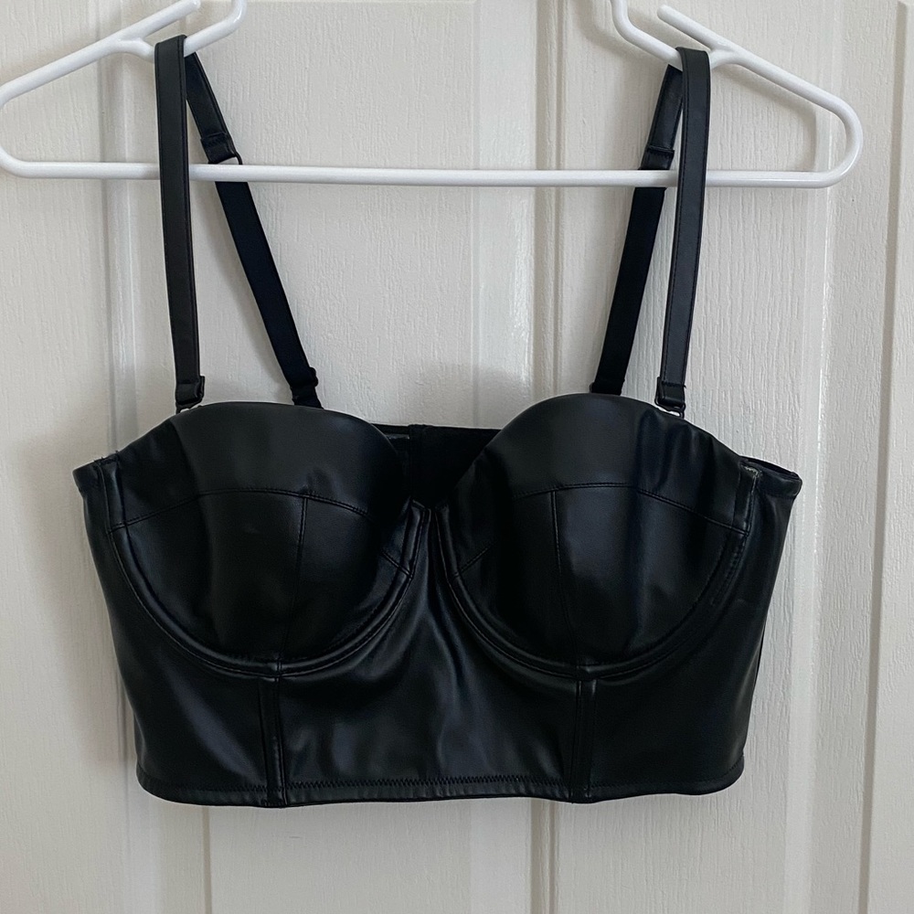 Leather Bandeau Crop Top